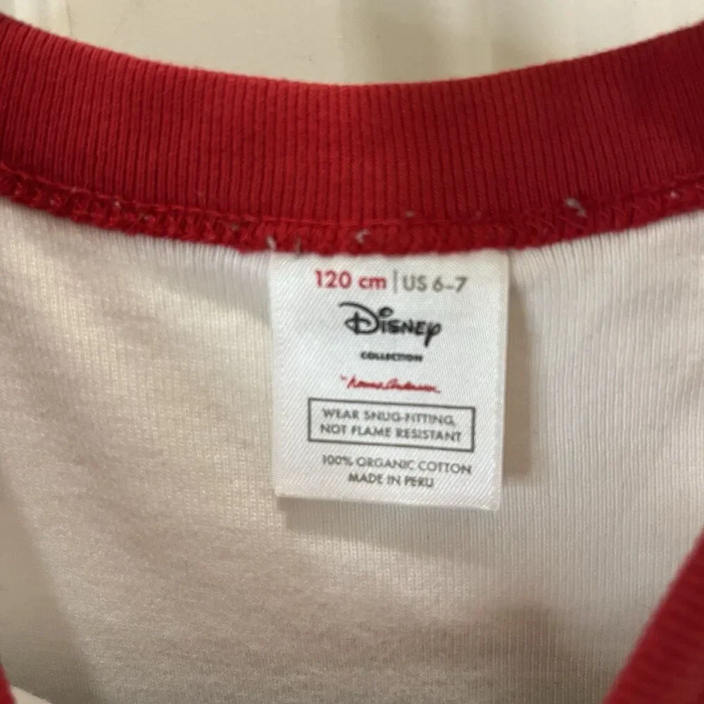 Hanna Andersson X Disney Mickey Mouse Red White Black Striped PJ Shirt Youth 6-7